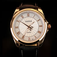 Yazole® Montre à bijoux pour hommes, cuir de peau de vache, avec verre & alliage de zinc, Placage, réglable & lumineux & émail, plus de couleurs à choisir Environ 9.5 pouce, Vendu par PC