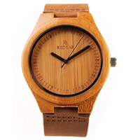 Reloj de joyería Redear®Unisex, Cuero de vaca, con Bambú & Vidrio & acero inoxidable, chapado, natural & longitud diferente para la opción & unisexo & ajustable, 54x11mm, Vendido por UD