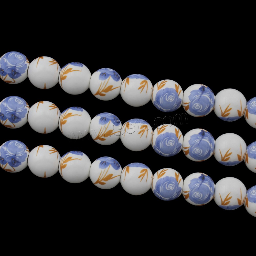 Printing Porcelain Beads, Round, different size for choice, more colors for choice, Hole:Approx 2mm, 100PCs/Bag, Sold By Bag