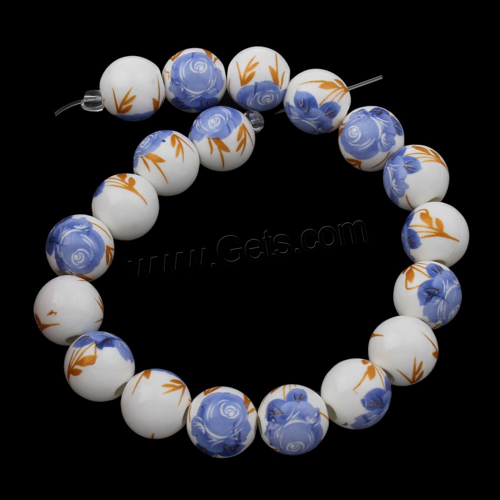 Printing Porcelain Beads, Round, different size for choice, more colors for choice, Hole:Approx 2mm, 100PCs/Bag, Sold By Bag