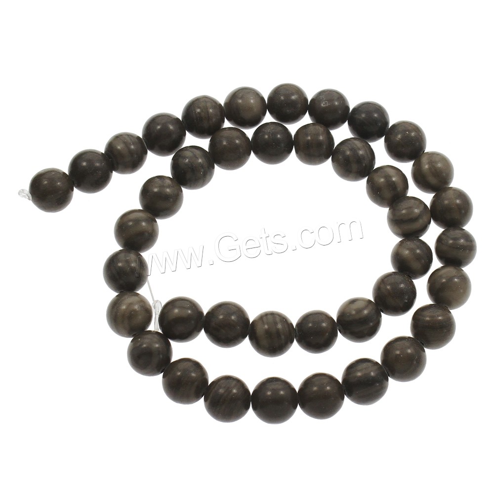 Abalorios de Piedra con Vetas, Piedra con vena, Esférico, diverso tamaño para la opción, Negro, agujero:aproximado 1mm, longitud:aproximado 15 Inch, Vendido por Sarta