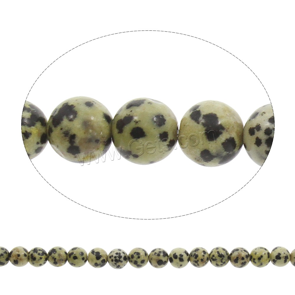 Abalorio de Piedra Dalmata, dálmata, Esférico, diverso tamaño para la opción, agujero:aproximado 1mm, longitud:aproximado 15 Inch, Vendido por Sarta