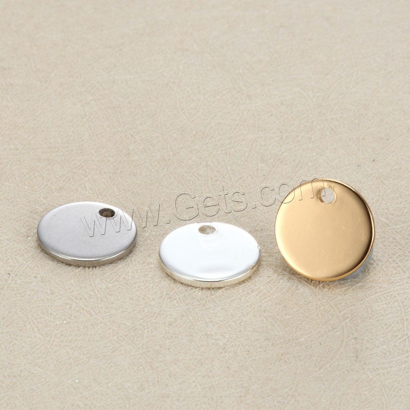 Stainless Steel Tag Charm, Flat Round, plated, laser pattern & Customized, more colors for choice, 10mm, Hole:Approx 1.5mm, Sold By PC