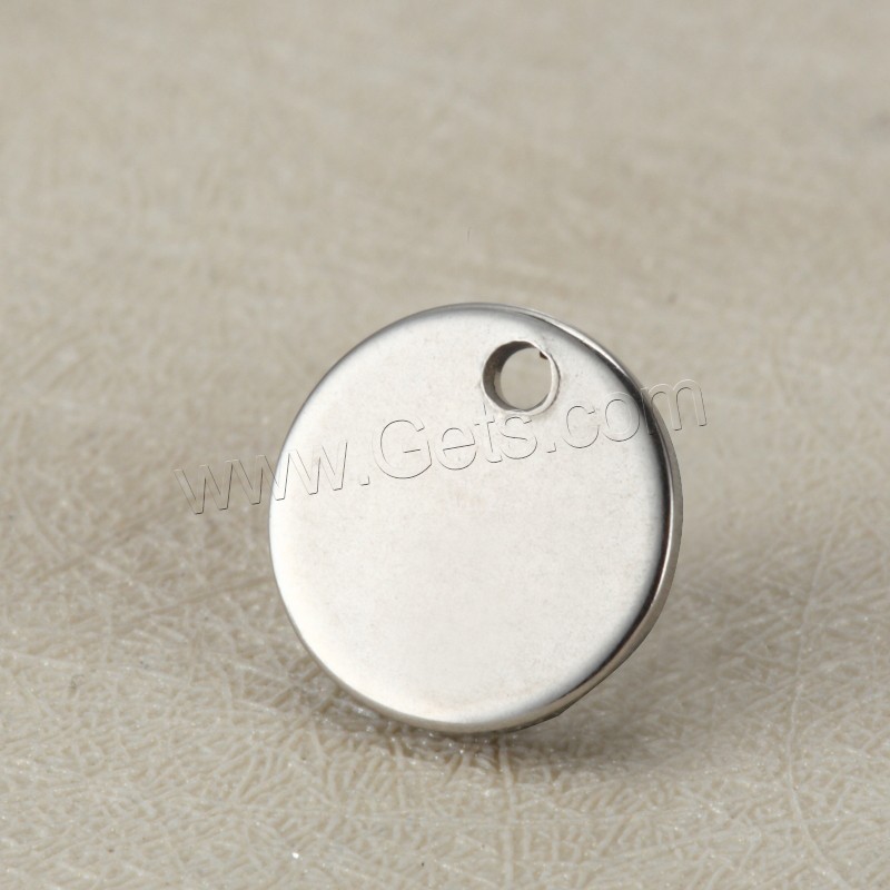 Stainless Steel Tag Charm, Flat Round, plated, laser pattern & Customized, more colors for choice, 10mm, Hole:Approx 1.5mm, Sold By PC