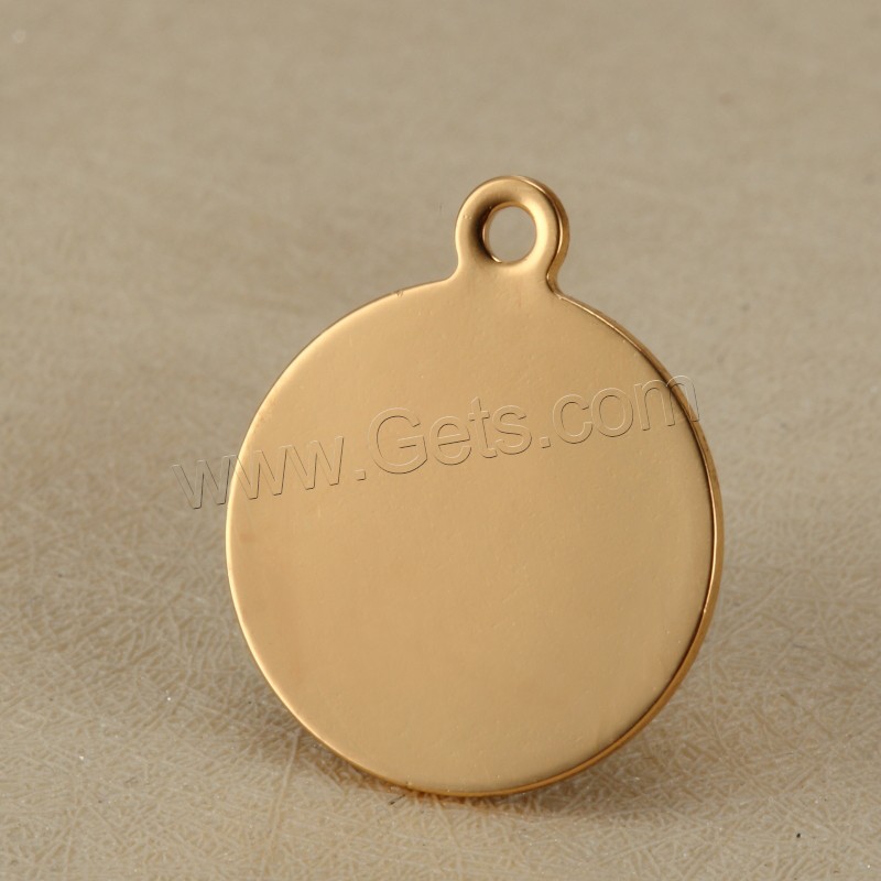 Stainless Steel Tag Charm, Flat Round, plated, laser pattern & Customized, more colors for choice, 10x1.5x0.8mm, Hole:Approx 1.5mm, Sold By PC