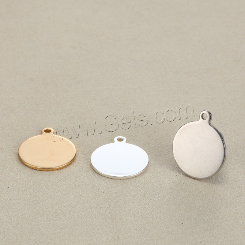 Stainless Steel Tag Charm, Flat Round, plated, laser pattern & Customized, more colors for choice, 10x1.5x0.8mm, Hole:Approx 1.5mm, Sold By PC