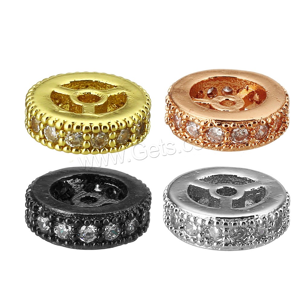 Cuentas Zirconia micro pavimenta cúbicos, metal, Donut, chapado, diverso tamaño para la opción & micro arcilla de zirconia cúbica, más colores para la opción, agujero:aproximado 1mm, Vendido por UD