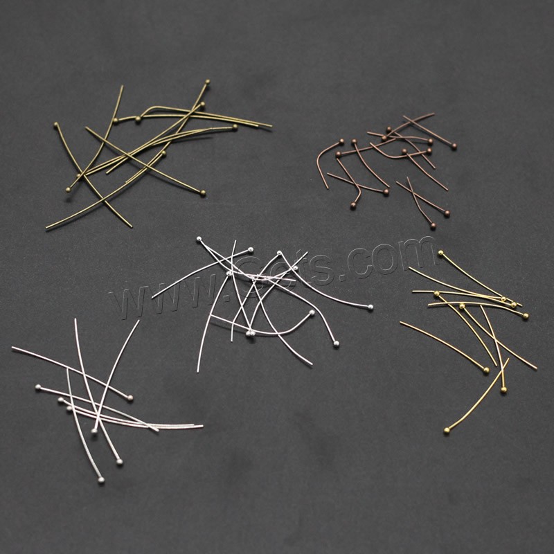 Eisen Headpins, plattiert, verschiedene Größen vorhanden, keine, frei von Blei & Kadmium, 1000PCs/Tasche, verkauft von Tasche