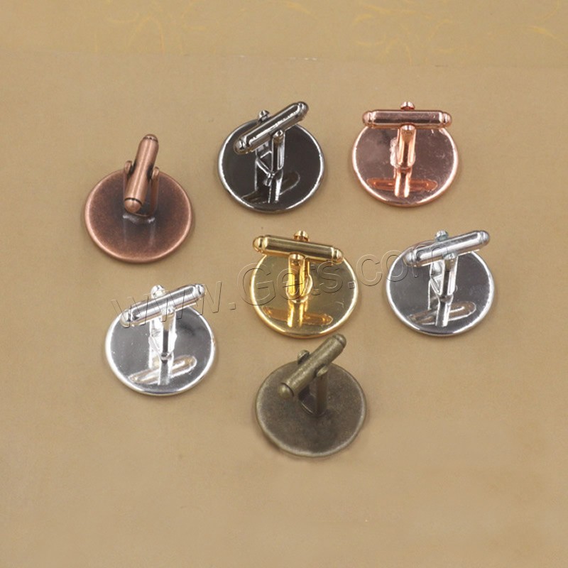 laiton accessoires de boutons de manchette, Plat rond, Placage, Diamètre intérieur différent pour le choix, plus de couleurs à choisir, protéger l'environnement, sans nickel, plomb et cadmium, 12-20mm, 50PC/sac, Vendu par sac