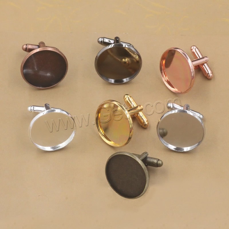 laiton accessoires de boutons de manchette, Plat rond, Placage, Diamètre intérieur différent pour le choix, plus de couleurs à choisir, protéger l'environnement, sans nickel, plomb et cadmium, 12-20mm, 50PC/sac, Vendu par sac