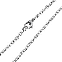 collier de chaîne en inox , acier inoxydable, chaîne ovale, couleur originale Environ 19.6 pouce, Vendu par brin