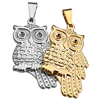 Pendentifs d'animaux en acier inoxydable , hibou, Placage, plus de couleurs à choisir Environ Vendu par PC