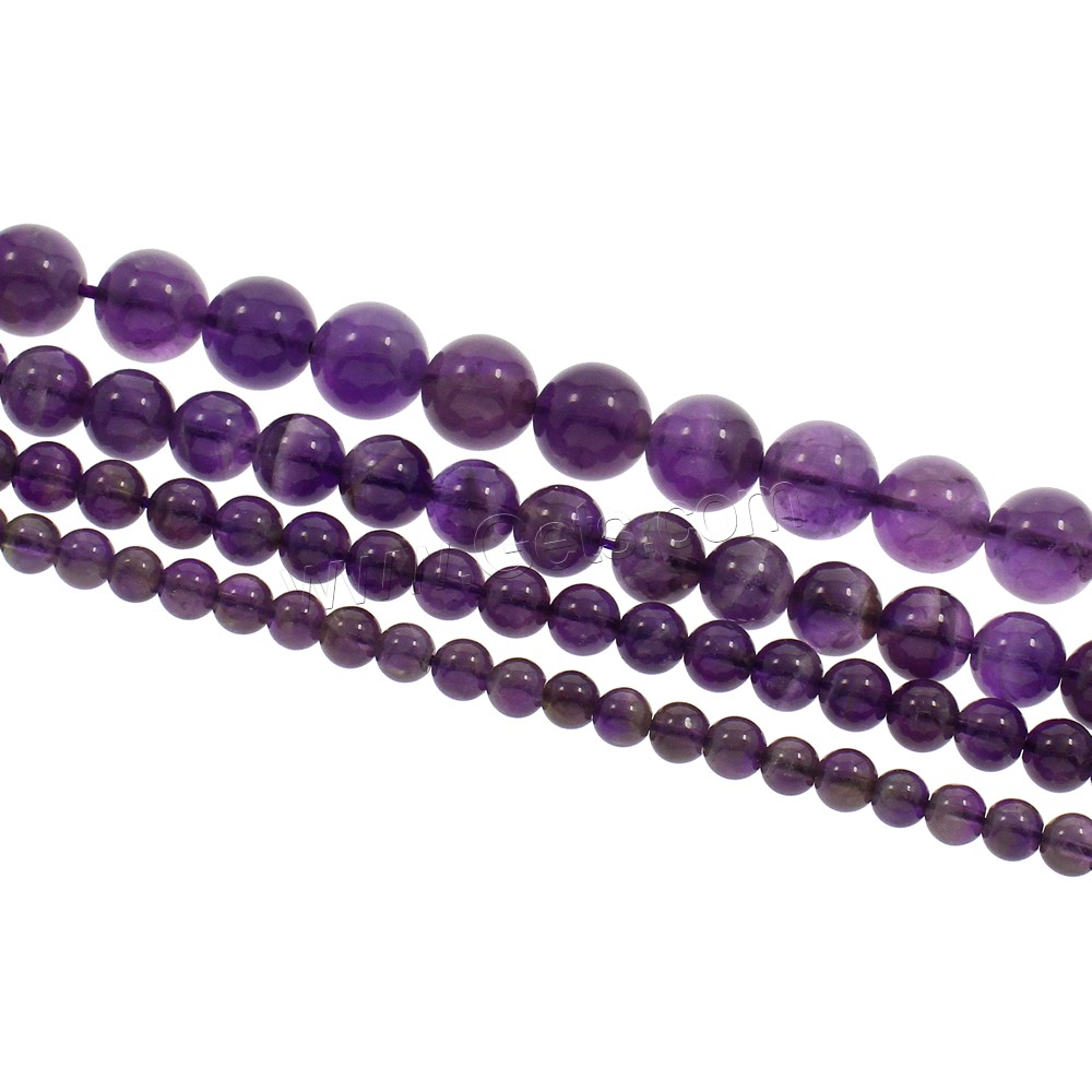 Perles améthystes Naturelles, améthyste, Rond, Février Birthstone & normes différentes pour le choix, Trou:Environ 1mm, Longueur:Environ 15.5 pouce, Vendu par brin