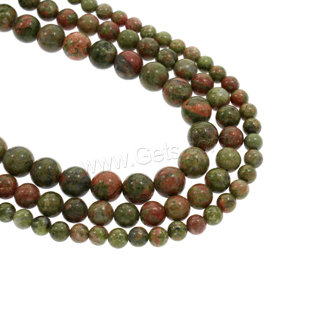 Perles unakite, Rond, naturel, normes différentes pour le choix, Trou:Environ 1mm, Longueur:Environ 15.5 pouce, Vendu par brin
