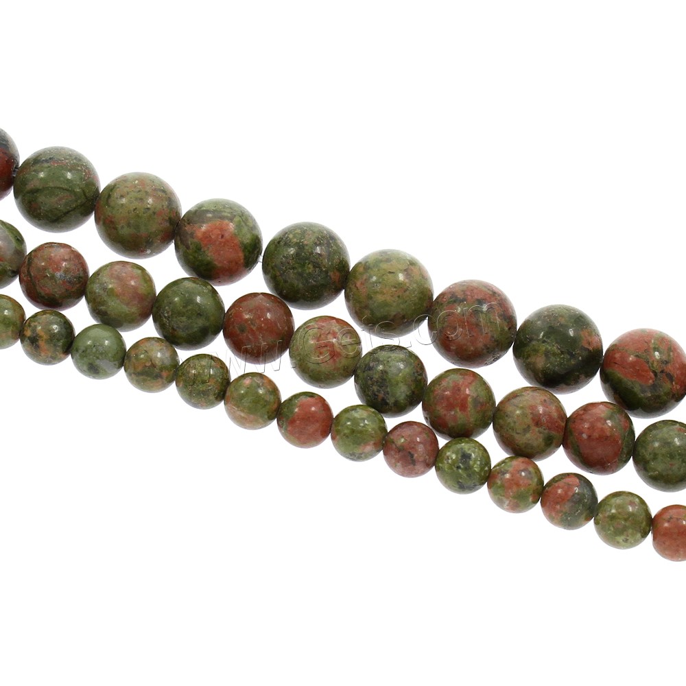 Perles unakite, Rond, naturel, normes différentes pour le choix, Trou:Environ 1mm, Longueur:Environ 15.5 pouce, Vendu par brin
