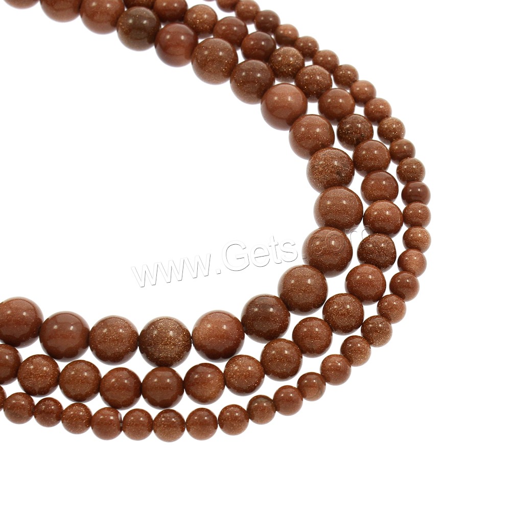 Goldstone Beads, Round, natural, different size for choice, Hole:Approx 1mm, Length:Approx 15.5 Inch, Sold By Strand