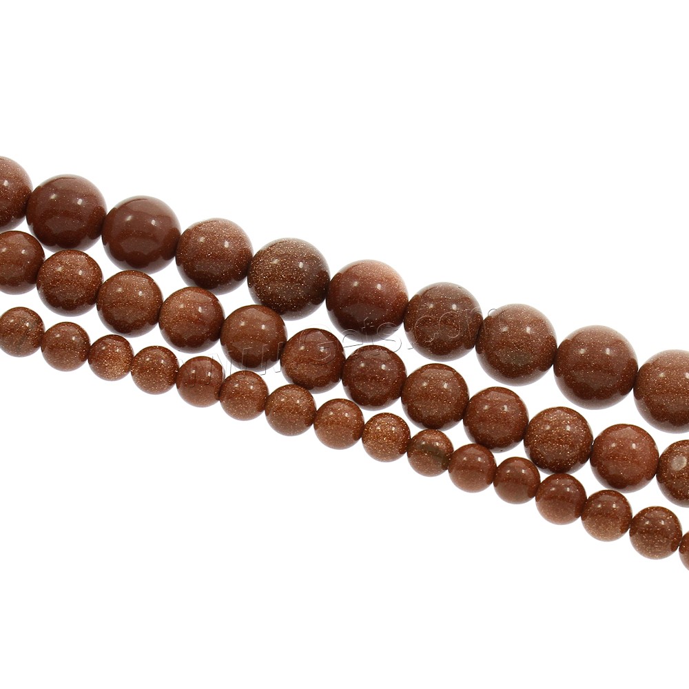 Goldstone Beads, Round, natural, different size for choice, Hole:Approx 1mm, Length:Approx 15.5 Inch, Sold By Strand