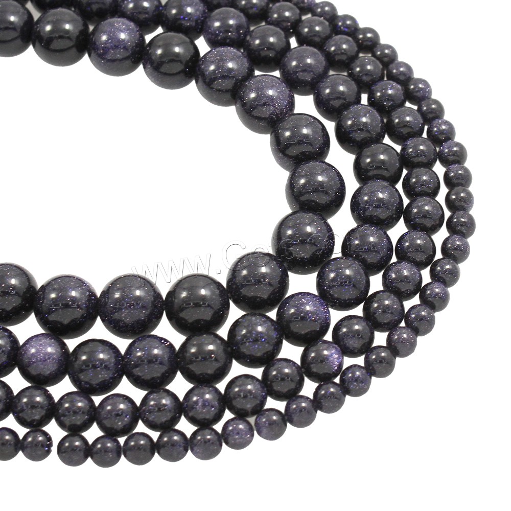 Blue Goldstone Beads, Round, natural, different size for choice, Hole:Approx 1mm, Length:Approx 15.5 Inch, Sold By Strand