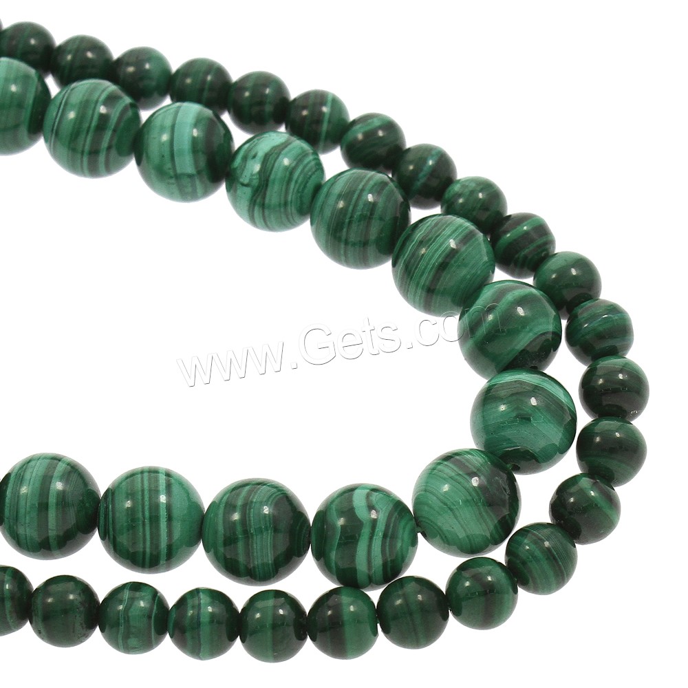 Natural Malachite Beads, Round, different size for choice, Grade AAA, Hole:Approx 1mm, Length:Approx 15.5 Inch, Sold By Strand