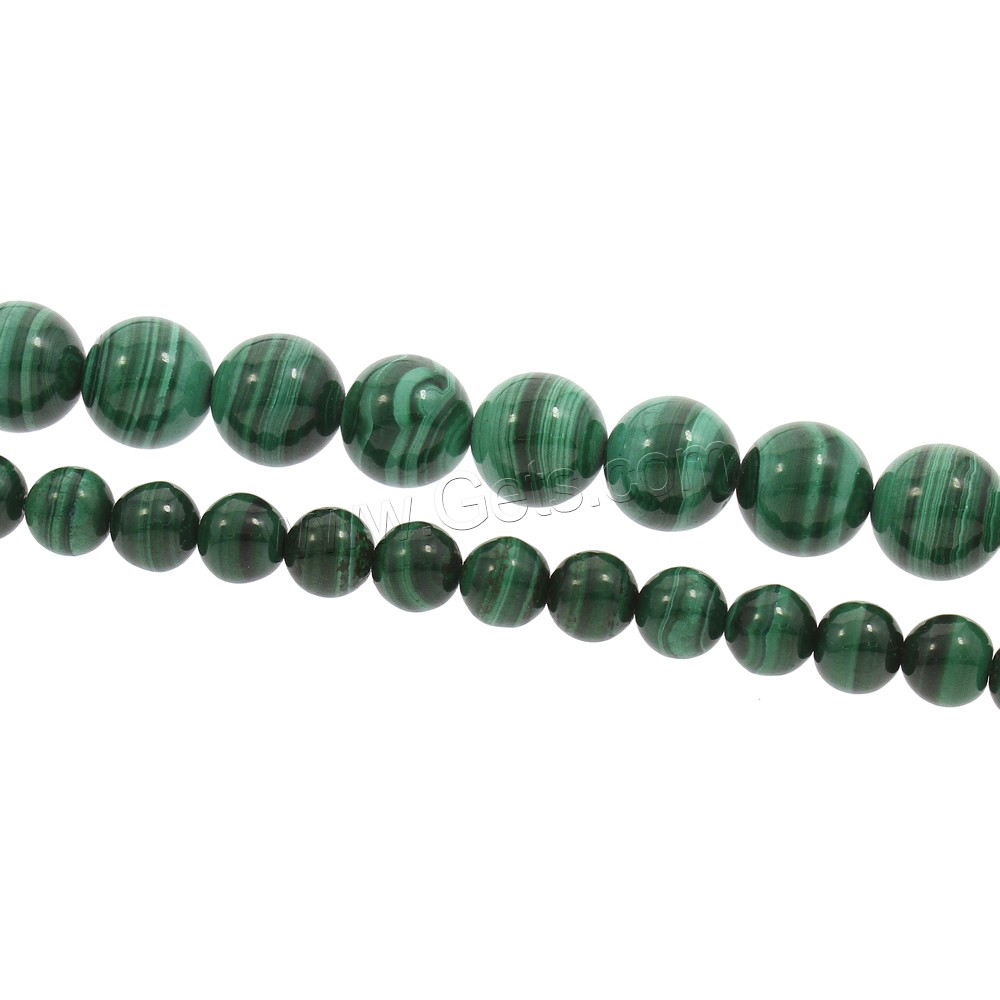 Natural Malachite Beads, Round, different size for choice, Grade AAA, Hole:Approx 1mm, Length:Approx 15.5 Inch, Sold By Strand