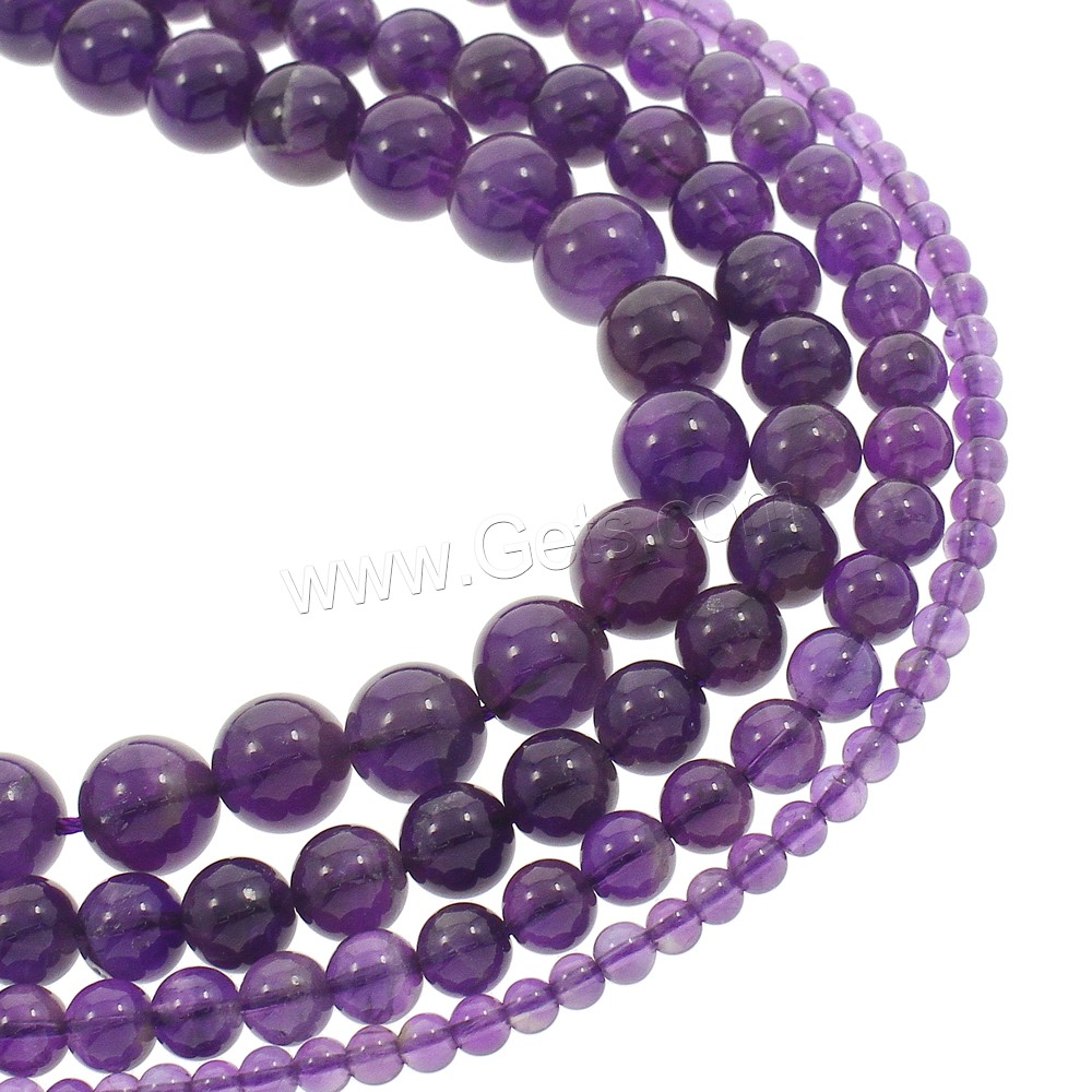 Perles améthystes Naturelles, améthyste, Rond, Février Birthstone & normes différentes pour le choix, grade AAA, Trou:Environ 1mm, Longueur:Environ 15.5 pouce, Vendu par brin