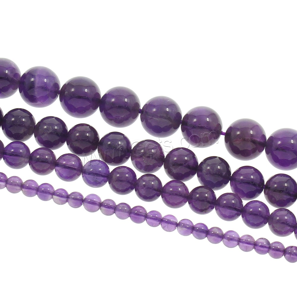 Perles améthystes Naturelles, améthyste, Rond, Février Birthstone & normes différentes pour le choix, grade AAA, Trou:Environ 1mm, Longueur:Environ 15.5 pouce, Vendu par brin