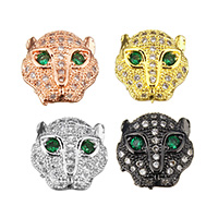 Cubic Zirconia Micro Pave Brass Beads, Leopard, plated, micro pave cubic zirconia & hollow Approx 1.5mm 