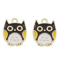 Zinc Alloy Animal Pendants, Owl, gold color plated, enamel, lead & cadmium free Approx 1.5mm 