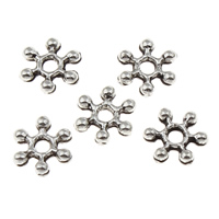 aleación de zinc entrepiezas, Flor, chapado en color de plata antigua, libre de plomo & cadmio, 5x1mm, agujero:aproximado 1.5mm, 100T/Bolsa, Vendido por Bolsa