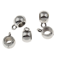 Acero inoxidable Bail Bead, aleación de zinc, Tambor, chapado en color de plata antigua, libre de plomo & cadmio, 9.5x13x7mm, agujero:aproximado 2mm, 5mm, 20PCs/Bolsa, Vendido por Bolsa