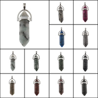 Gemstone Zinc Alloy Pendants, with Zinc Alloy, pendulum, platinum color plated Approx 