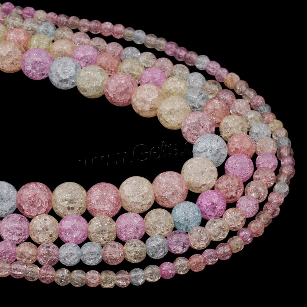 Crackle Quartz Beads, Round, mixed colors, Hole:Approx 1mm, Length:Approx 15.5 Inch, Sold By Strand