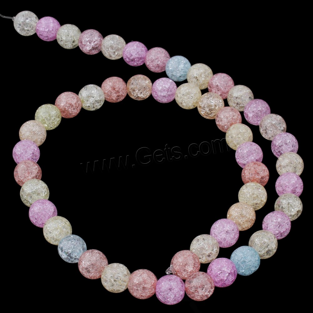 Crackle Quartz Beads, Round, mixed colors, Hole:Approx 1mm, Length:Approx 15.5 Inch, Sold By Strand