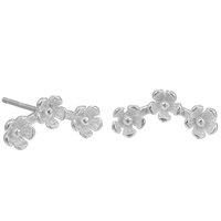 Brass Stud Earring, Flower, real silver plated, for woman, lead & cadmium free 