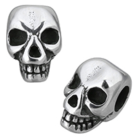 Stainless Steel European Beads, Skull, blacken Approx 4mm 