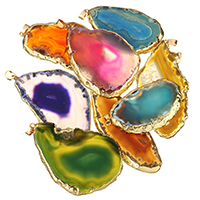 Agate Pendentif, Placage de couleur d'or, plus de couleurs à choisir, 29-45x58-82x5-6mm Environ Vendu par PC