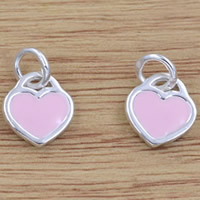 Brass Heart Pendants, real silver plated, enamel, lead & cadmium free Approx 3.2mm 