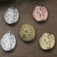 Brass Locket Pendants, Flat Oval, plated nickel, lead & cadmium free Approx 1.5mm 