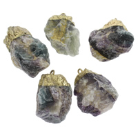 La fluorite pourpre Pendentif, avec alliage de zinc, Placage de couleur d'or, mélangé 26- Environ 3mm Vendu par sac