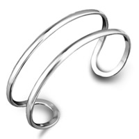 Ouverture Bracelets en cuivre, laiton, Plaqué d'argent, pour femme, sans plomb et cadmium Diamètre inté Environ 61mm Environ 7.5 pouce, Vendu par PC