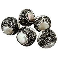 Naturel d'eau douce perles, Clay Pave, avec perle d'eau douce cultivée, avec strass & mélangé, 19-23x18-22x19-25mm Environ 2mm, Vendu par PC