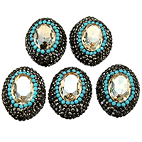 Fashion Crystal Beads, Clay Pave, with Crystal, faceted & with rhinestone & mixed, 20-23x24-26x17-19mm Approx 1mm 