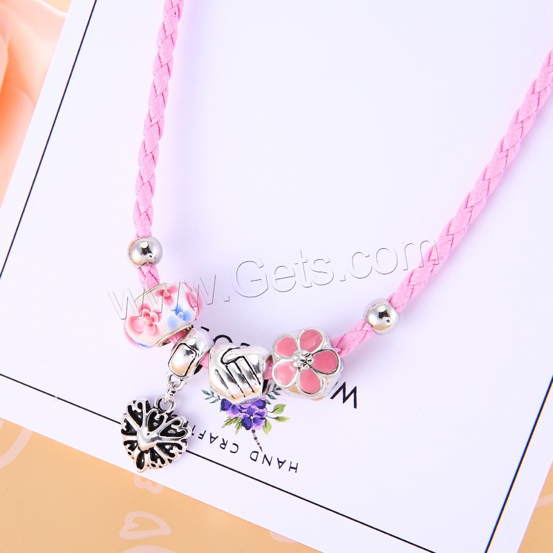 Lampwork Armbänder, Lederband, mit Lampwork & Zinklegierung, unterschiedliche Länge der Wahl & für Frau & Emaille & 2 strängig, keine, 170-210mm, 3StrangStrang/Tasche, verkauft von Tasche