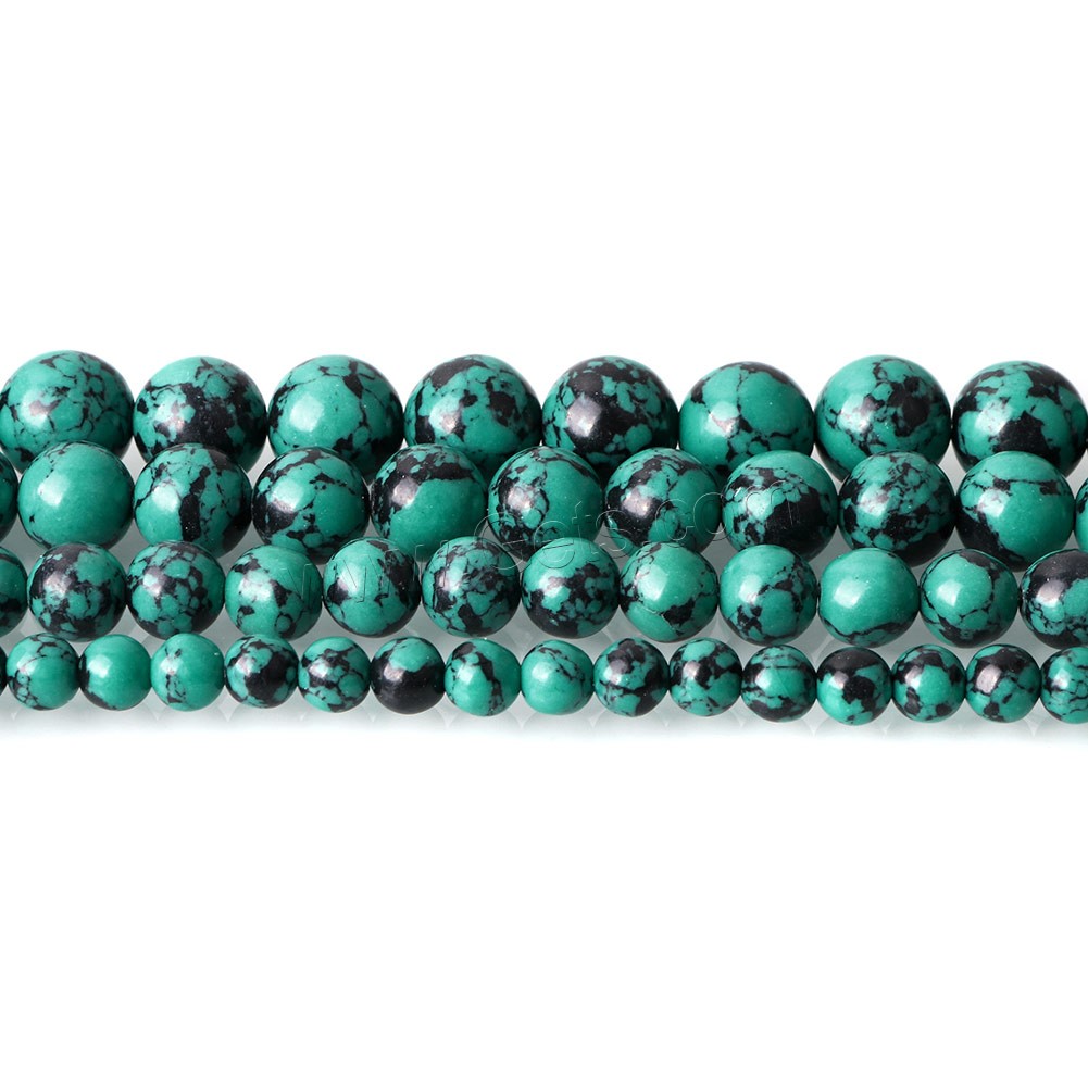 Perles en Turquoise synthétiques, Rond, normes différentes pour le choix, vert, Trou:Environ 0.5-2mm, Longueur:Environ 15 pouce, Vendu par brin