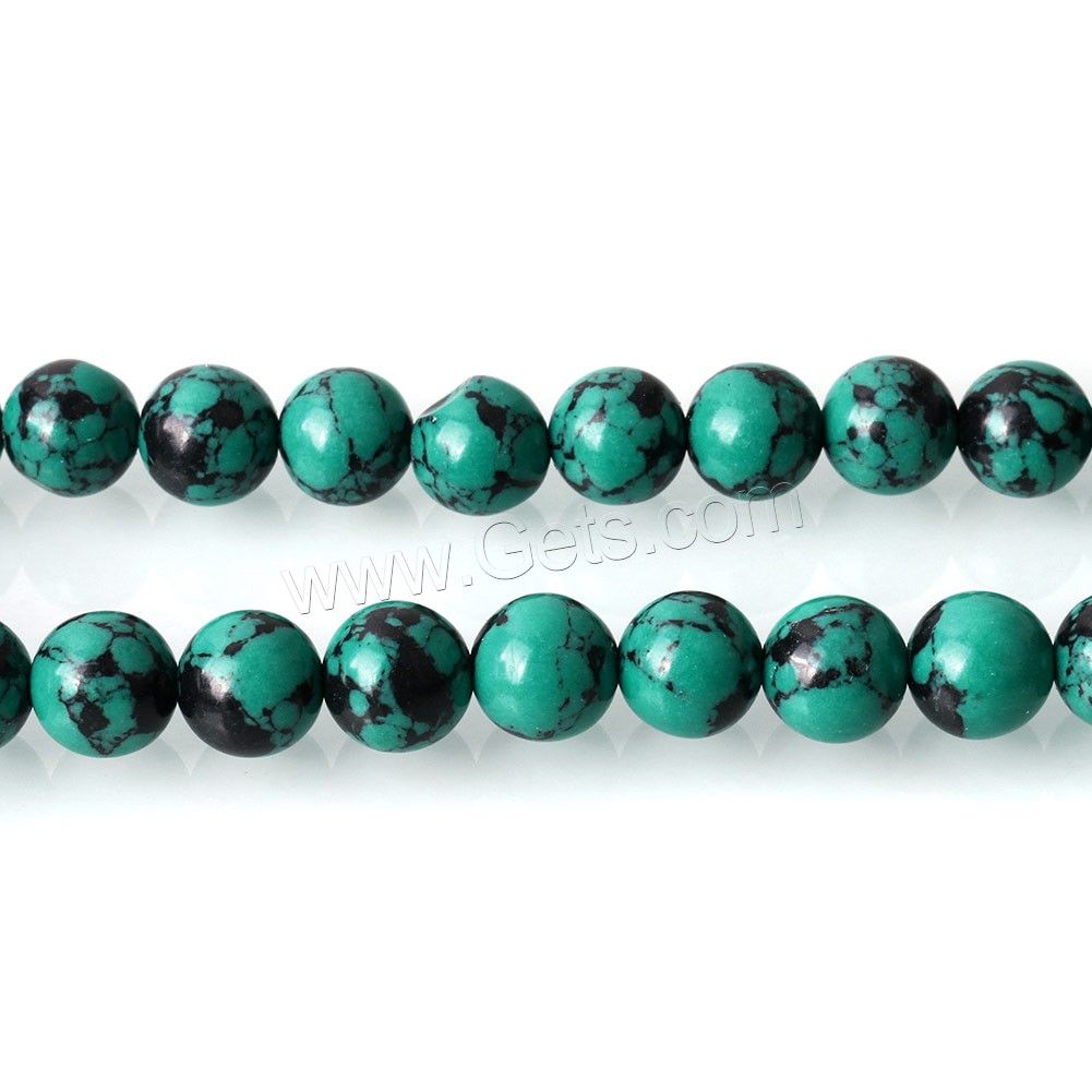 Perles en Turquoise synthétiques, Rond, normes différentes pour le choix, vert, Trou:Environ 0.5-2mm, Longueur:Environ 15 pouce, Vendu par brin