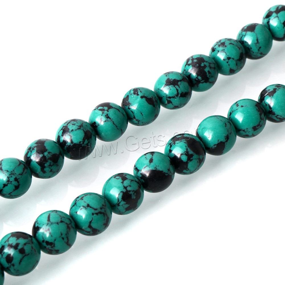 Perles en Turquoise synthétiques, Rond, normes différentes pour le choix, vert, Trou:Environ 0.5-2mm, Longueur:Environ 15 pouce, Vendu par brin