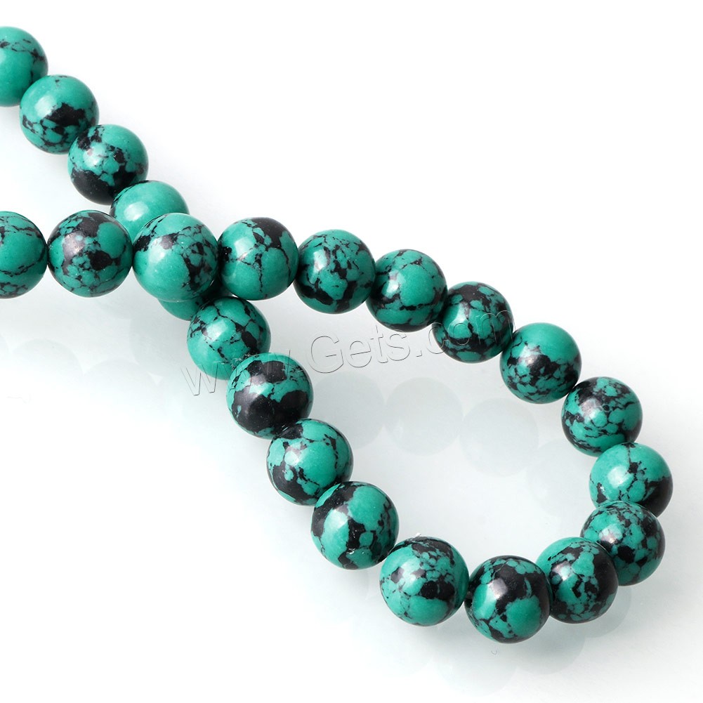 Perles en Turquoise synthétiques, Rond, normes différentes pour le choix, vert, Trou:Environ 0.5-2mm, Longueur:Environ 15 pouce, Vendu par brin