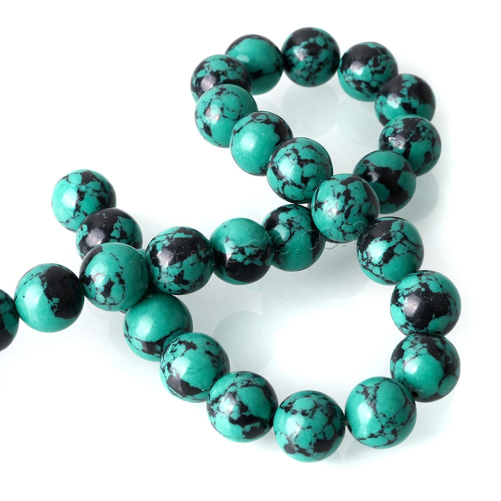 Perles en Turquoise synthétiques, Rond, normes différentes pour le choix, vert, Trou:Environ 0.5-2mm, Longueur:Environ 15 pouce, Vendu par brin