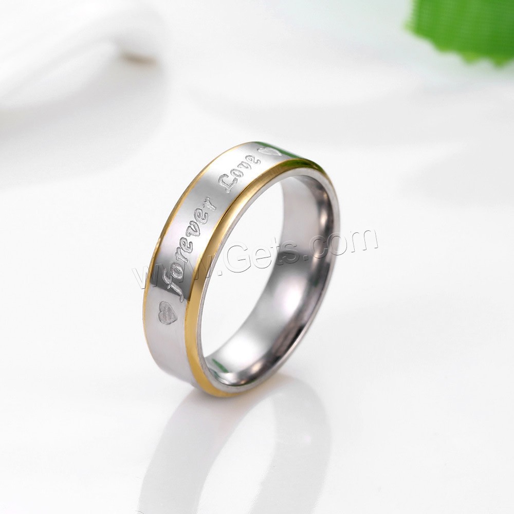 El anillo de dedo unisex, Partículas de acero, palabra amor para siempre, Diferente diámetro interior para la elección & unisexo, 16-19mm, Vendido por UD