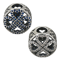 Thaïlande perle à grand trou, rondelle, pavé de micro zircon & creux, plus de couleurs à choisir Environ 3.5mm, Vendu par PC